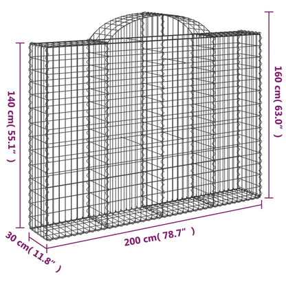 Gabionen Mit Hochbogen 9 Stk. 200X30X140/160Cm Verzinktes Eisen