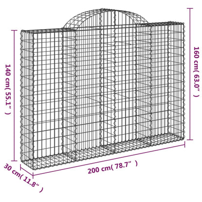 Gabionen Mit Hochbogen 13Stk. 200X30X140/160Cm Verzinktes Eisen