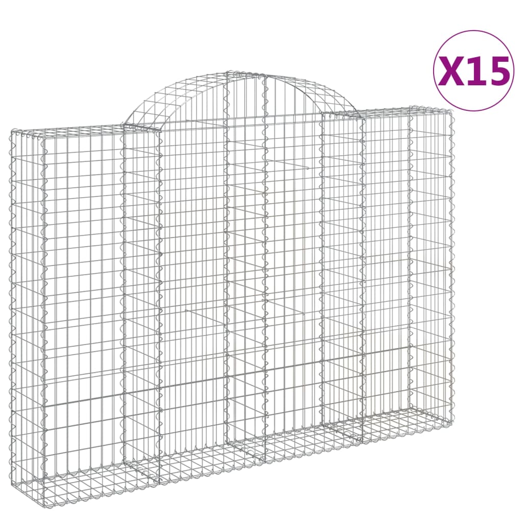 Gabionen Mit Hochbogen 15Stk. 200X30X140/160Cm Verzinktes Eisen