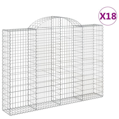 Gabionen Mit Hochbogen 18Stk. 200X30X140/160Cm Verzinktes Eisen