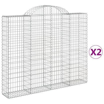 Gabionen Mit Hochbogen 2 Stk. 200X30X160/180Cm Verzinktes Eisen