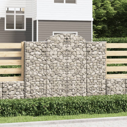 Gabionen Mit Hochbogen 2 Stk. 200X30X160/180Cm Verzinktes Eisen
