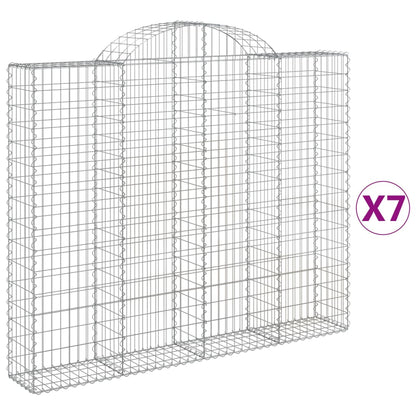Gabionen Mit Hochbogen 7 Stk. 200X30X160/180Cm Verzinktes Eisen