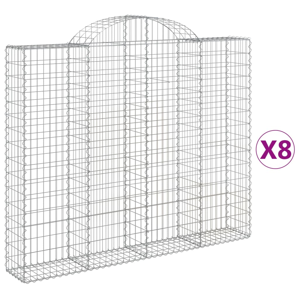Gabionen Mit Hochbogen 8 Stk. 200X30X160/180Cm Verzinktes Eisen
