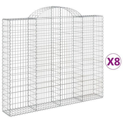Gabionen Mit Hochbogen 8 Stk. 200X30X160/180Cm Verzinktes Eisen