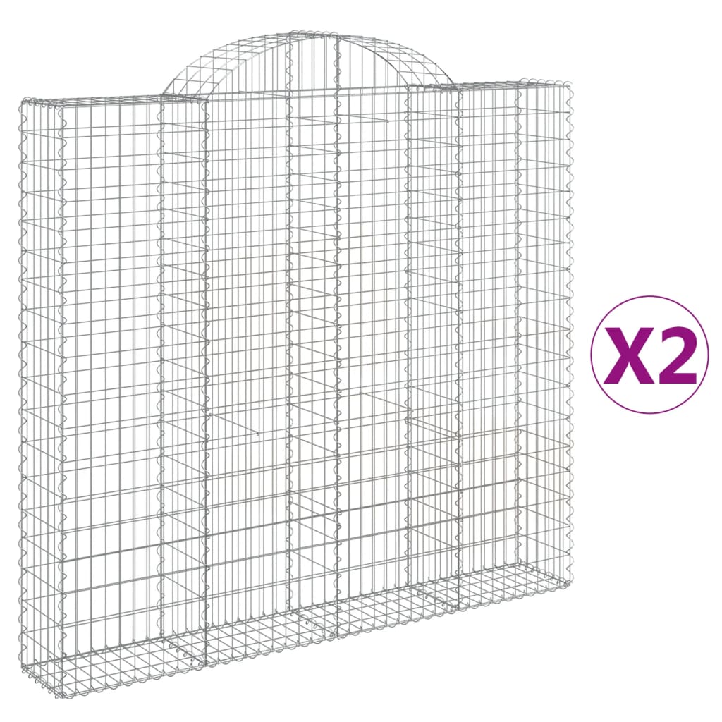 Gabionen Mit Hochbogen 2 Stk. 200X30X180/200Cm Verzinktes Eisen
