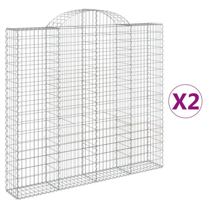 Gabionen Mit Hochbogen 2 Stk. 200X30X180/200Cm Verzinktes Eisen
