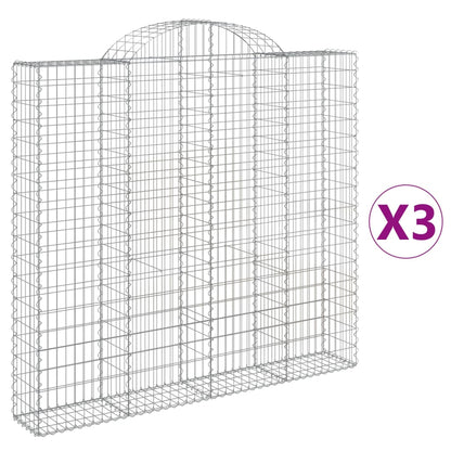 Gabionen Mit Hochbogen 3 Stk. 200X30X180/200Cm Verzinktes Eisen
