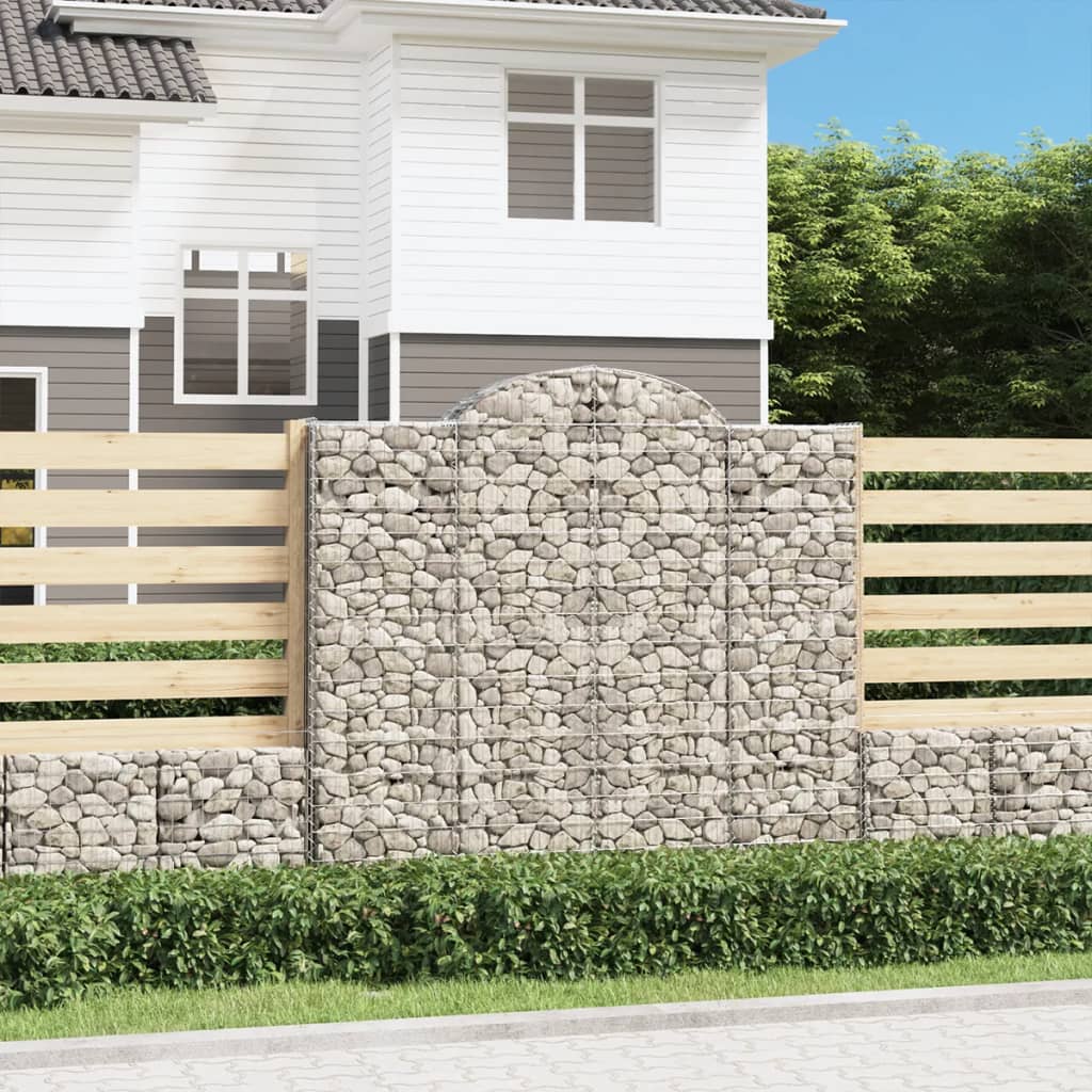 Gabionen Mit Hochbogen 6 Stk. 200X30X180/200Cm Verzinktes Eisen