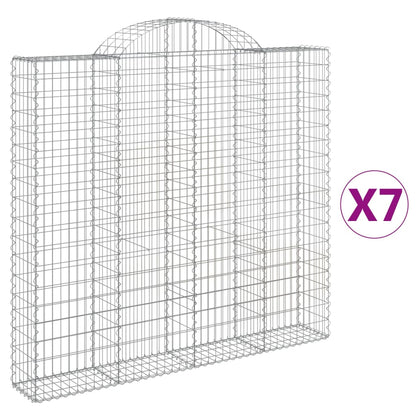 Gabionen Mit Hochbogen 7 Stk. 200X30X180/200Cm Verzinktes Eisen