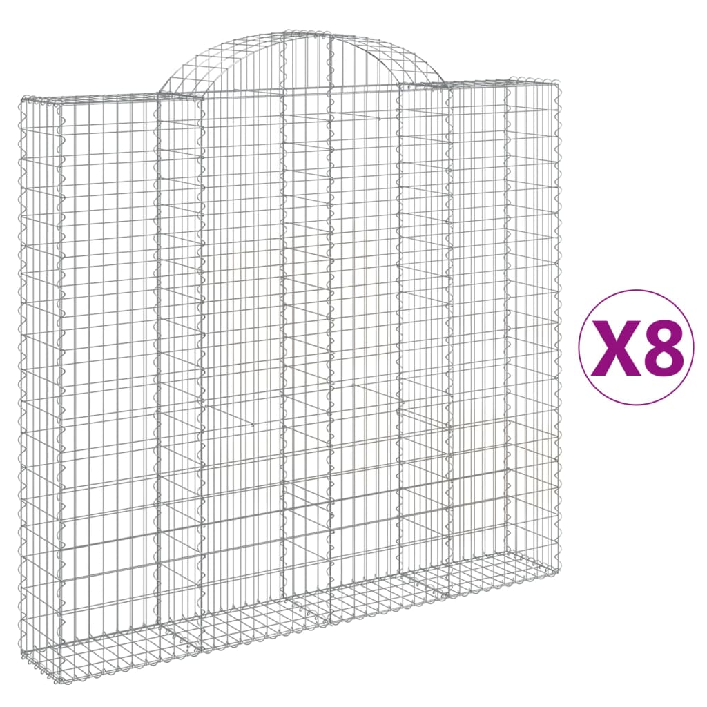 Gabionen Mit Hochbogen 8 Stk. 200X30X180/200Cm Verzinktes Eisen