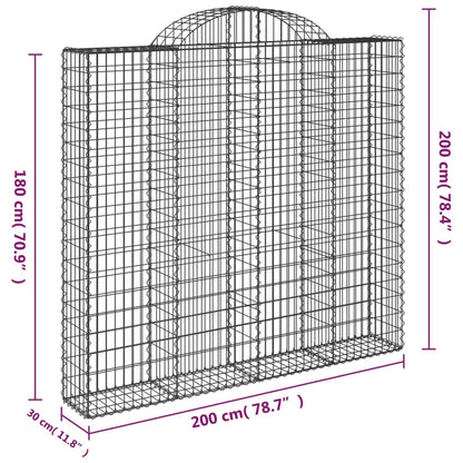 Gabionen Mit Hochbogen 10 Stk 200X30X180/200Cm Verzinktes Eisen