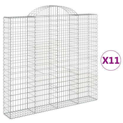 Gabionen Mit Hochbogen 11 Stk 200X30X180/200Cm Verzinktes Eisen