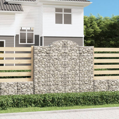 Gabionen Mit Hochbogen 12Stk. 200X30X180/200Cm Verzinktes Eisen