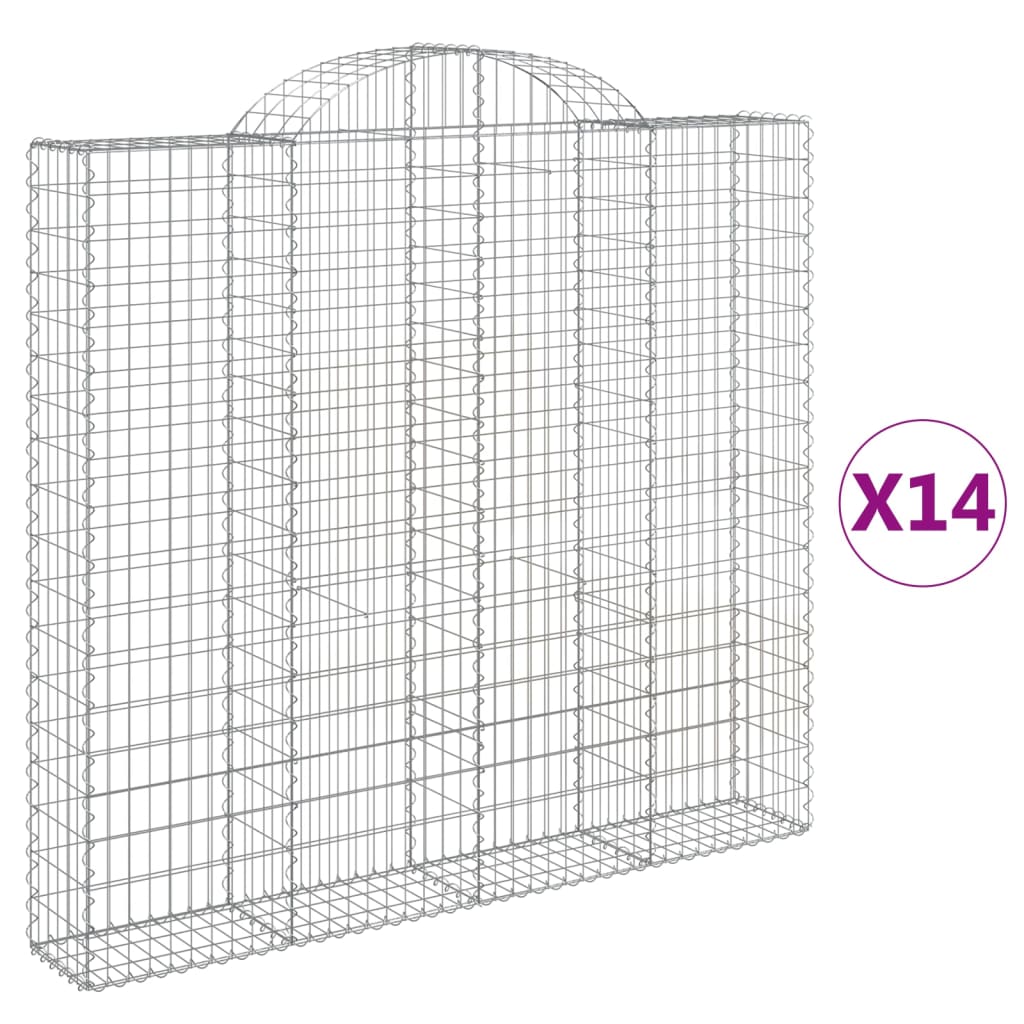 Gabionen Mit Hochbogen 14Stk. 200X30X180/200Cm Verzinktes Eisen