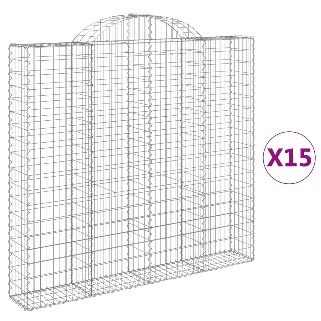 Gabionen Mit Hochbogen 15Stk. 200X30X180/200Cm Verzinktes Eisen