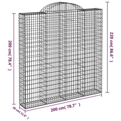 Gabionen Mit Hochbogen 2 Stk. 200X30X200/220Cm Verzinktes Eisen