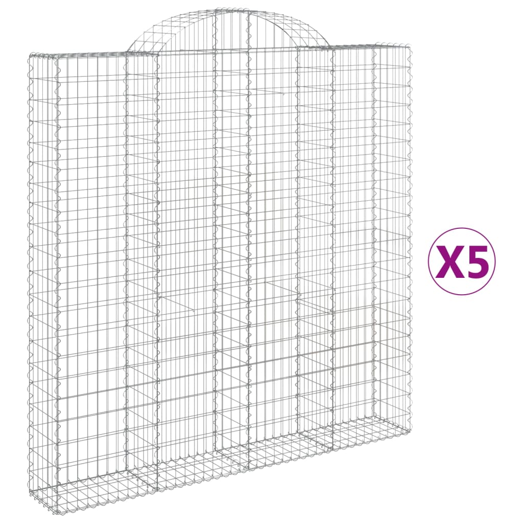 Gabionen Mit Hochbogen 5 Stk. 200X30X200/220Cm Verzinktes Eisen