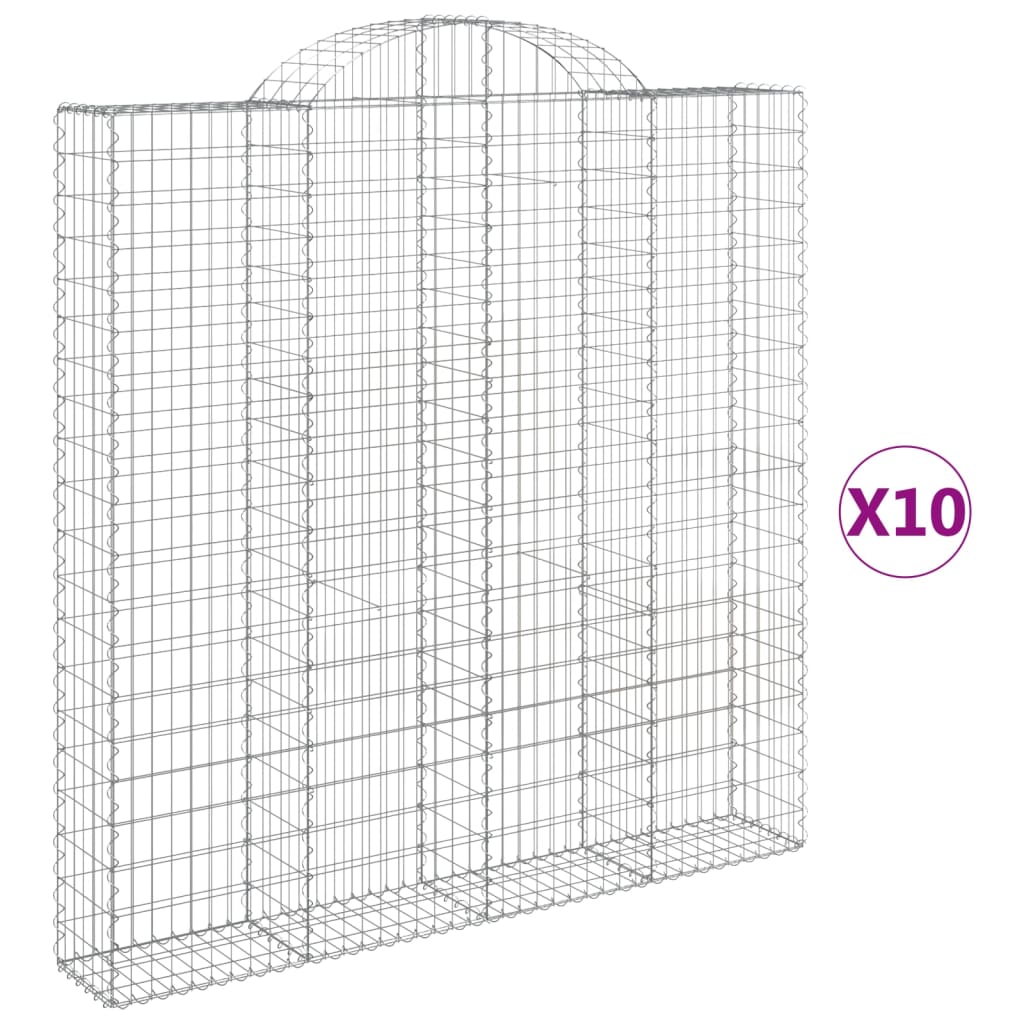 Gabionen Mit Hochbogen 10 Stk 200X30X200/220Cm Verzinktes Eisen