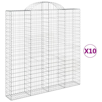 Gabionen Mit Hochbogen 10 Stk 200X30X200/220Cm Verzinktes Eisen