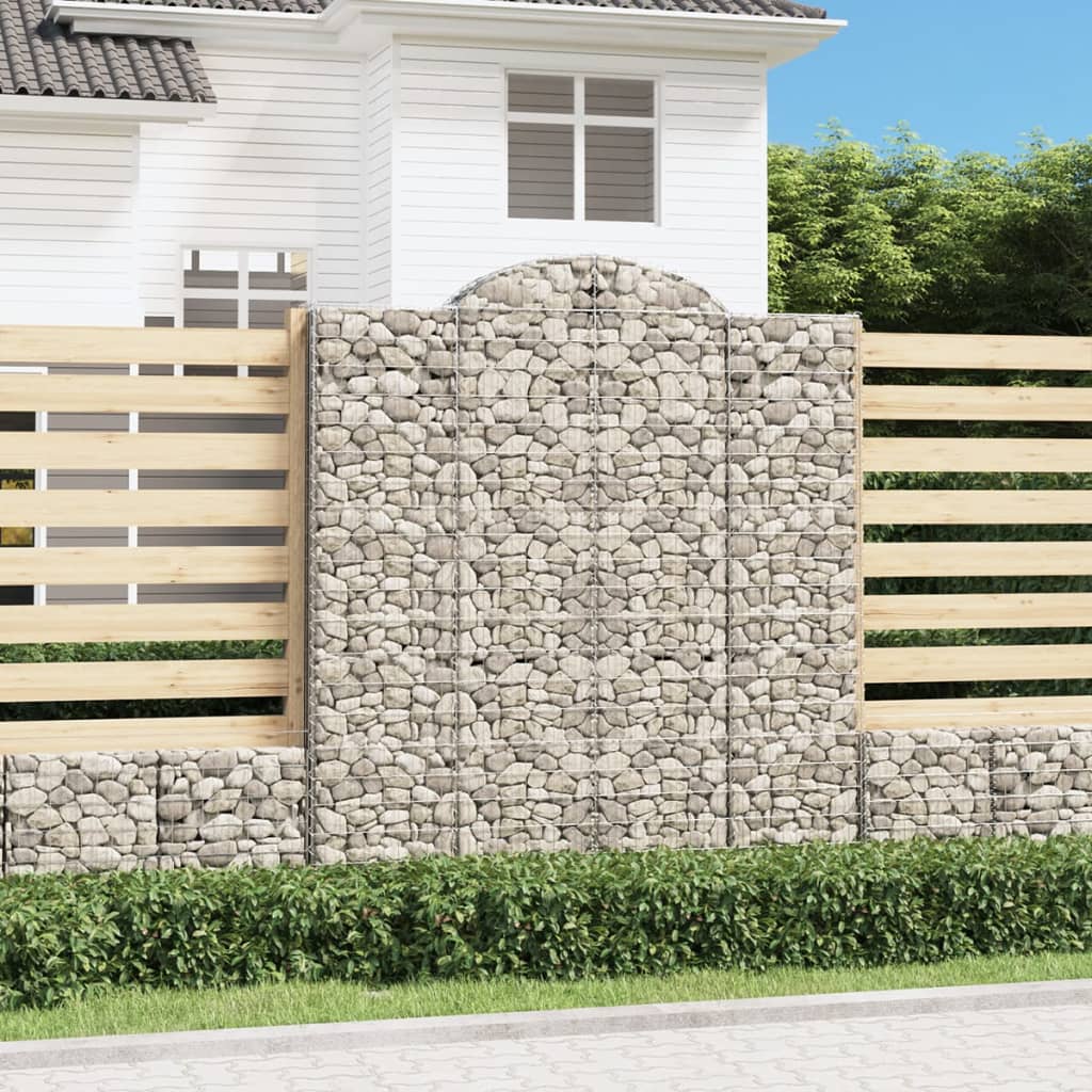 Gabionen Mit Hochbogen 2 Stk. 200X30X220/240Cm Verzinktes Eisen