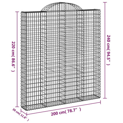 Gabionen Mit Hochbogen 3 Stk. 200X30X220/240Cm Verzinktes Eisen