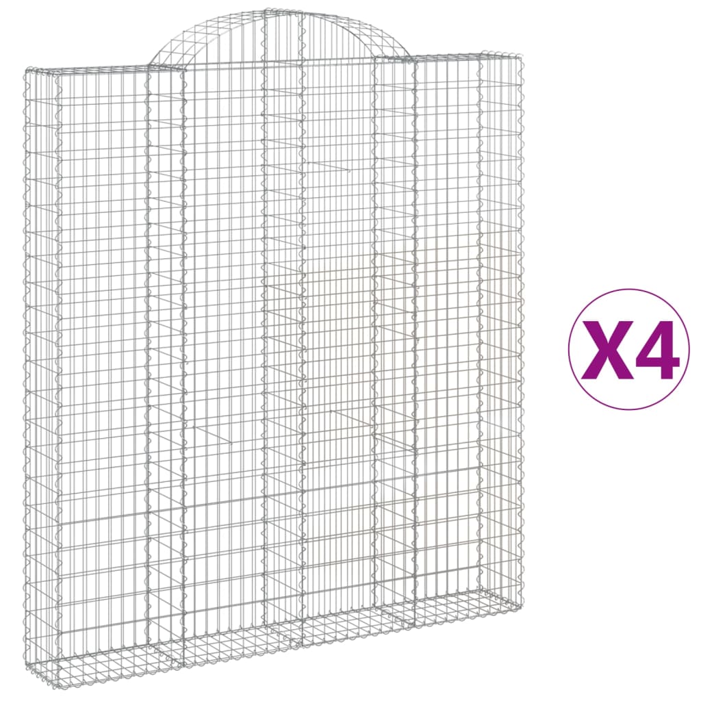 Gabionen Mit Hochbogen 4 Stk. 200X30X220/240Cm Verzinktes Eisen