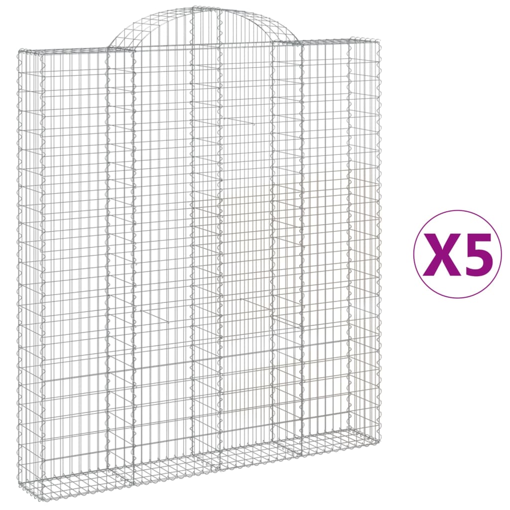 Gabionen Mit Hochbogen 5 Stk. 200X30X220/240Cm Verzinktes Eisen