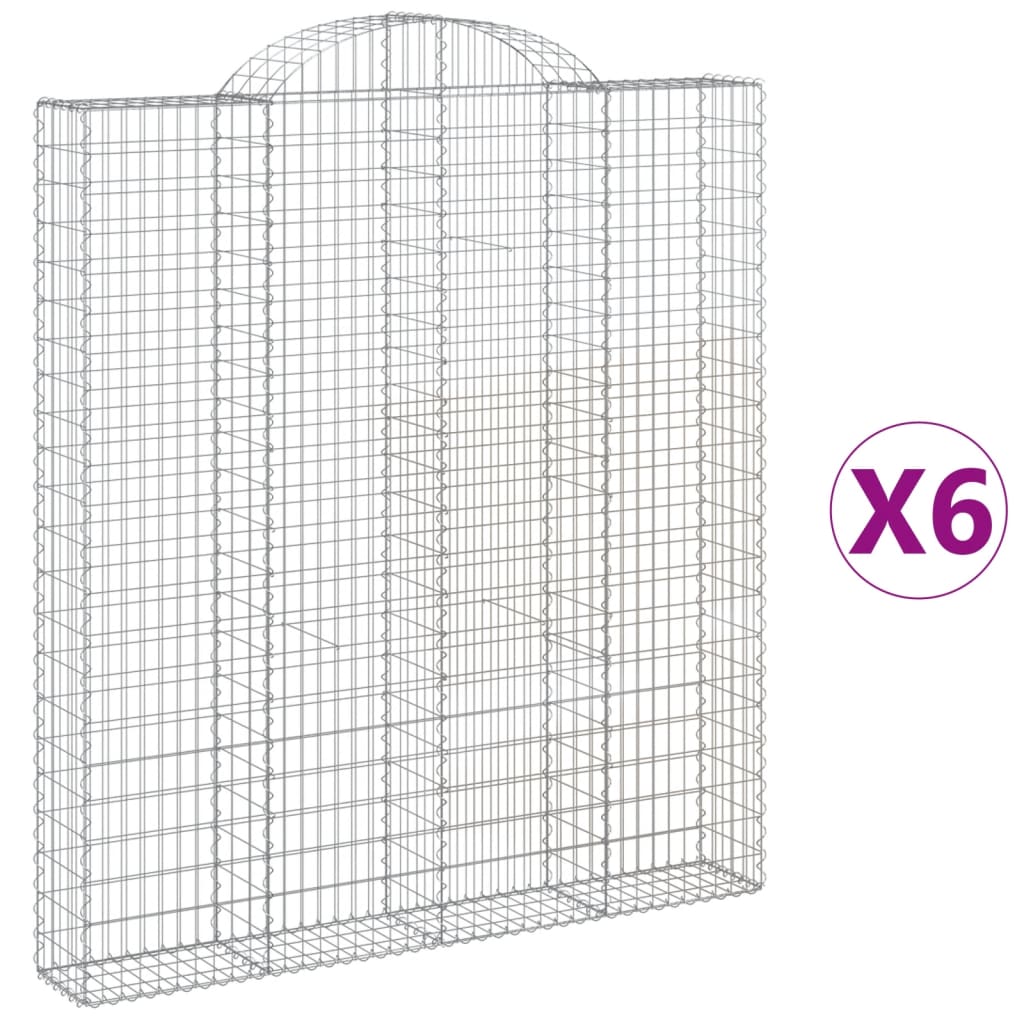 Gabionen Mit Hochbogen 6 Stk. 200X30X220/240Cm Verzinktes Eisen