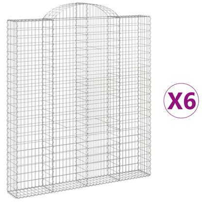 Gabionen Mit Hochbogen 6 Stk. 200X30X220/240Cm Verzinktes Eisen