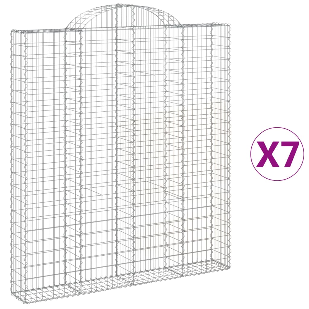 Gabionen Mit Hochbogen 7 Stk. 200X30X220/240Cm Verzinktes Eisen