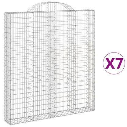 Gabionen Mit Hochbogen 7 Stk. 200X30X220/240Cm Verzinktes Eisen
