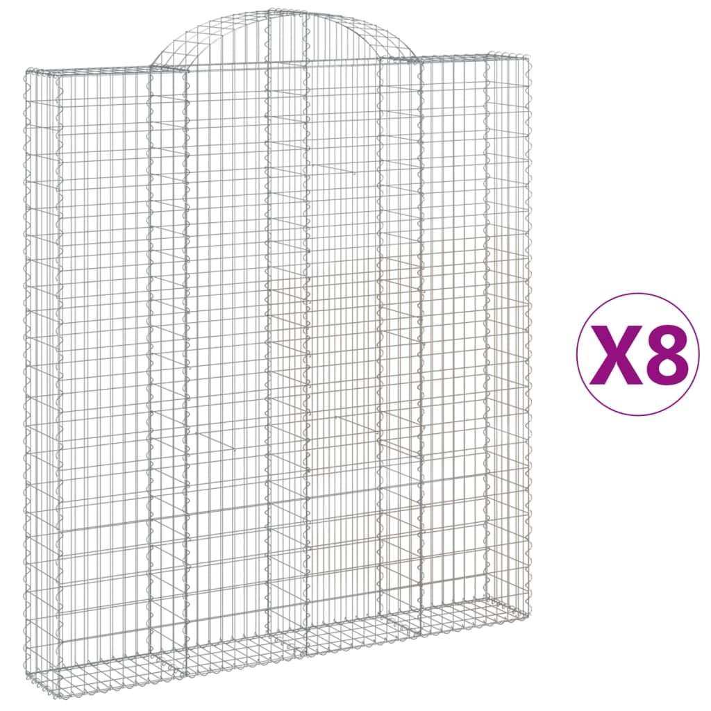 Gabionen Mit Hochbogen 8 Stk. 200X30X220/240Cm Verzinktes Eisen