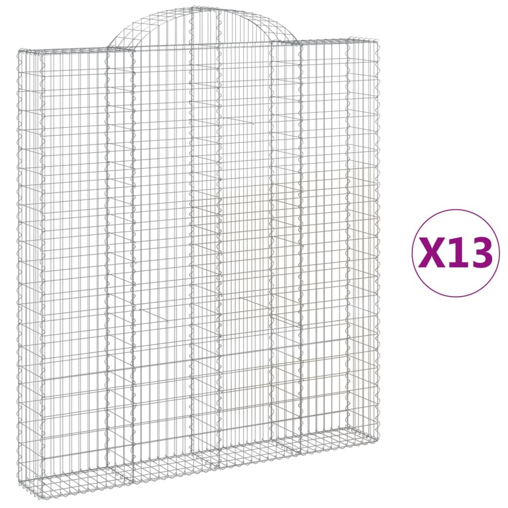Gabionen Mit Hochbogen 13 Stk 200X30X220/240Cm Verzinktes Eisen Cappuccino