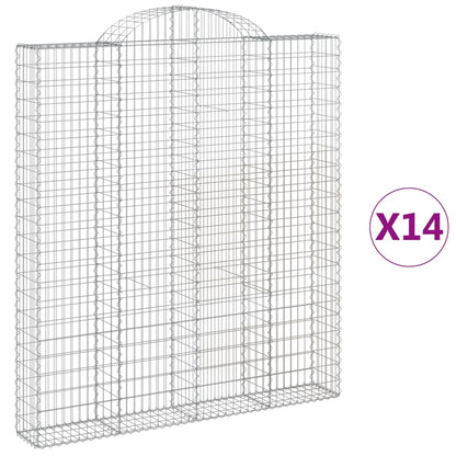 Gabionen Mit Hochbogen 14 Stk 200X30X220/240Cm Verzinktes Eisen