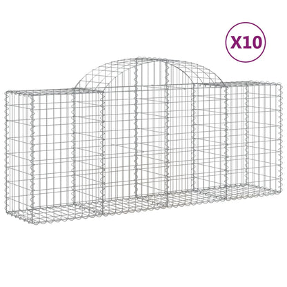 Gabionen Mit Hochbogen 10 Stk. 200X50X80/100Cm Verzinktes Eisen