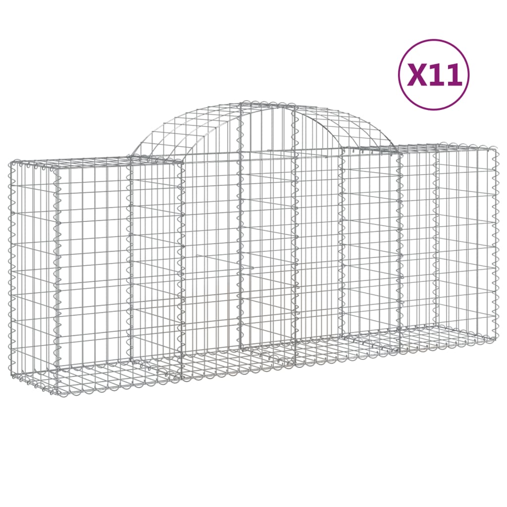 Gabionen Mit Hochbogen 11 Stk. 200X50X80/100Cm Verzinktes Eisen