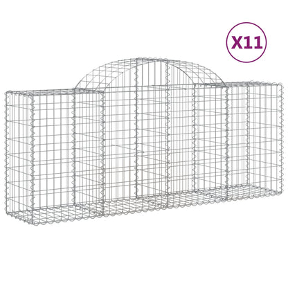 Gabionen Mit Hochbogen 11 Stk. 200X50X80/100Cm Verzinktes Eisen
