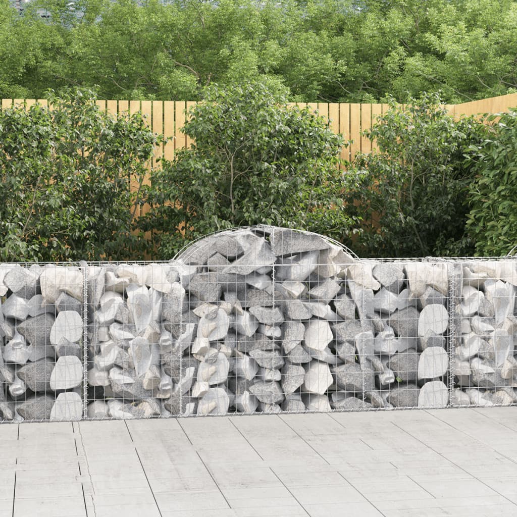 Gabionen Mit Hochbogen 11 Stk. 200X50X80/100Cm Verzinktes Eisen