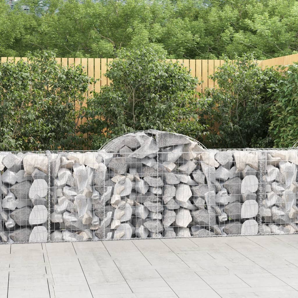 Gabionen Mit Hochbogen 14 Stk. 200X50X80/100Cm Verzinktes Eisen