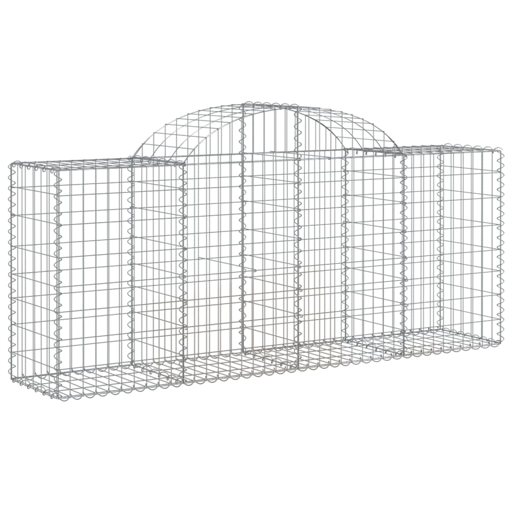 Gabionen Mit Hochbogen 15 Stk. 200X50X80/100Cm Verzinktes Eisen