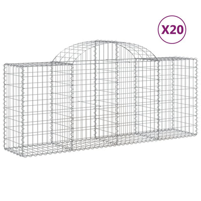 Gabionen Mit Hochbogen 20 Stk. 200X50X80/100Cm Verzinktes Eisen