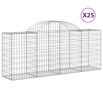 Gabionen Mit Hochbogen 25 Stk. 200X50X80/100Cm Verzinktes Eisen
