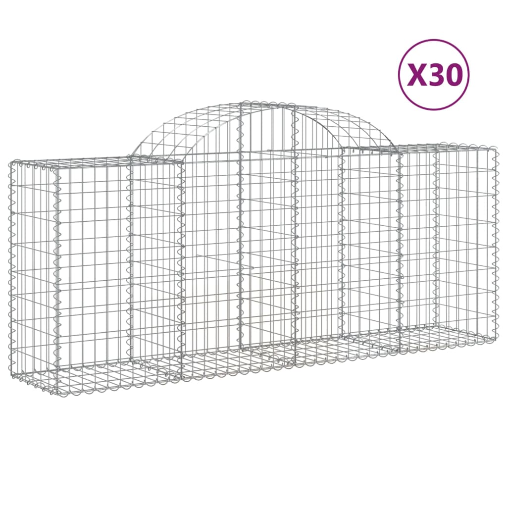 Gabionen Mit Hochbogen 30 Stk. 200X50X80/100Cm Verzinktes Eisen