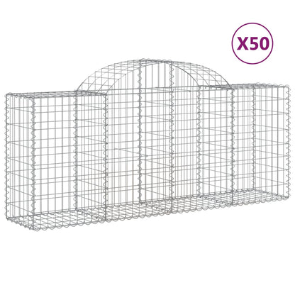 Gabionen Mit Hochbogen 50 Stk. 200X50X80/100Cm Verzinktes Eisen