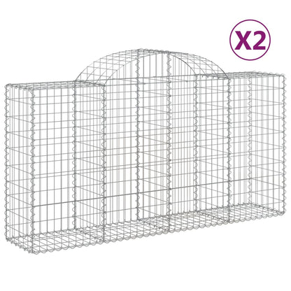 Gabionen Mit Hochbogen 2 Stk. 200X50X100/120Cm Verzinktes Eisen
