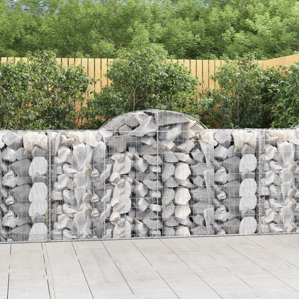 Gabionen Mit Hochbogen 2 Stk. 200X50X100/120Cm Verzinktes Eisen
