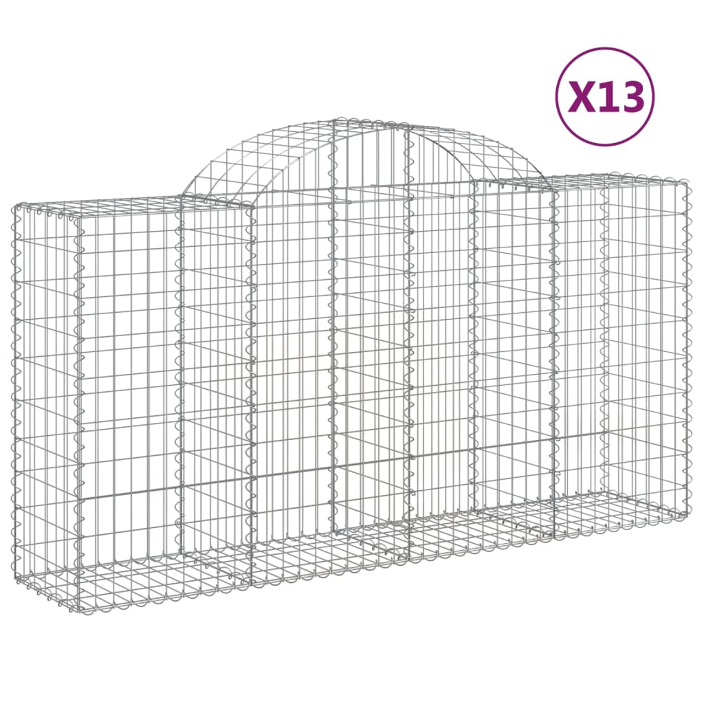 Gabionen Mit Hochbogen 13 Stk 200X50X100/120Cm Verzinktes Eisen