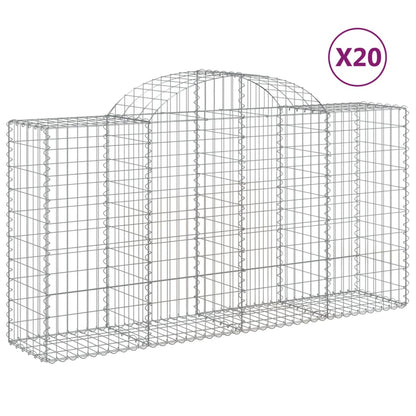 Gabionen Mit Hochbogen 20 Stk 200X50X100/120Cm Verzinktes Eisen