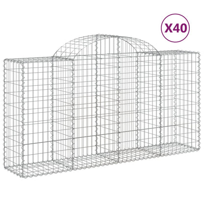 Gabionen Mit Hochbogen 40 Stk 200X50X100/120Cm Verzinktes Eisen